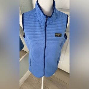 L.L. Bean Jacket Womens Meduim Blue Full Zip Airlight Knit Outdoor Layer Vest